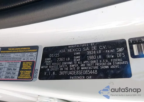 2025 Kia K4 Ex из США, поврежденный, VIN 3KPFU4DE8SE085448